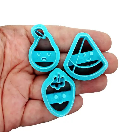 Kawaii Fruit Clay Cutters, 3 pc, Watermelon Strawberry & Pear, Adorabilities {2}
