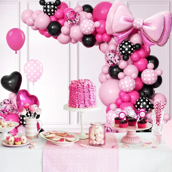 123pcs Pink and Black Balloon (Pink, Black) {6}