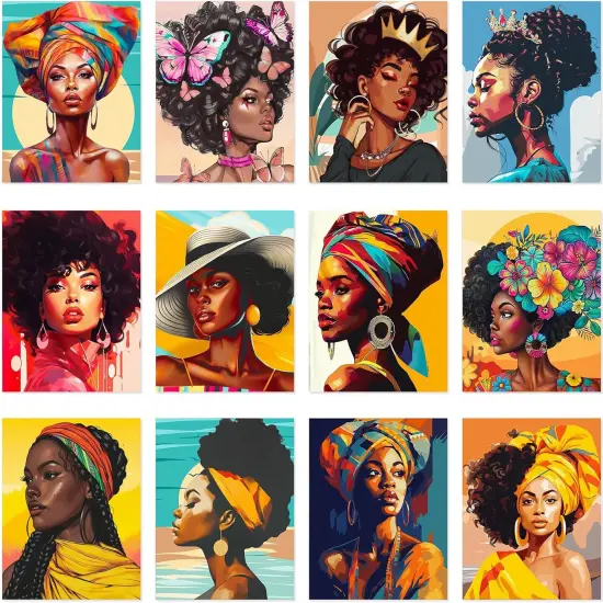 12 Pcs Pre Drawn Canvas - 8 x 10 Inch (Retro Style) {1}