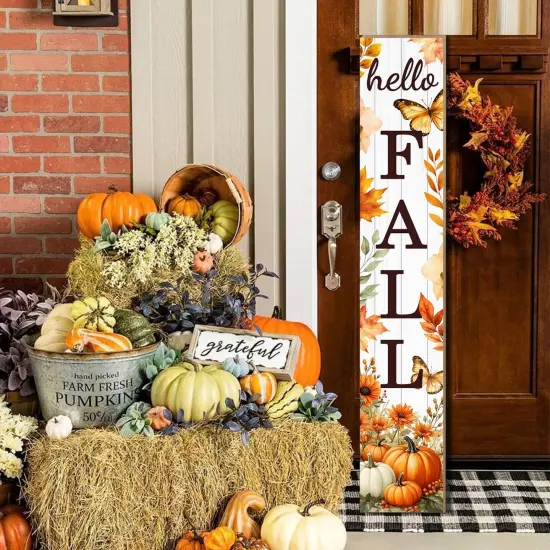 Hello Fall Porch Sign Autumn (Yellow) {2}