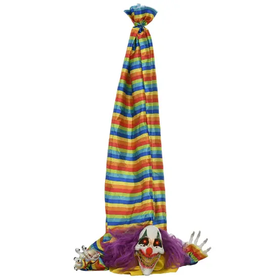 Hanging Clown Corpse Halloween Animatronic, Sound Activated {1}