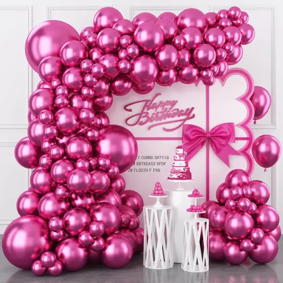 Chrome Hot Pink Balloons Different Sizes(Chrome Fuchsia Pink) {1}