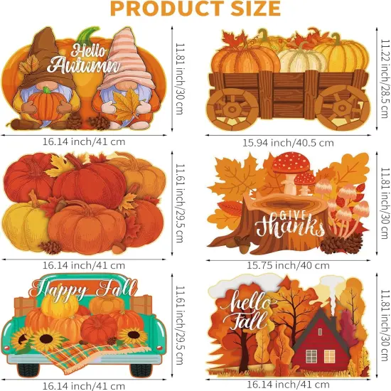 6 Pack Fall Pumpkin Plastic Placemats - 16 x 12 Inches {2}