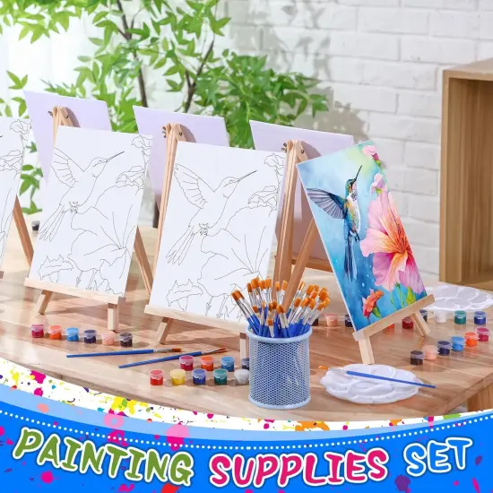 48 Pcs Pre Drawn Canvas Painting Set Sip and Paint Kit Pre Canvas for Adults Family Sip and Paint Party multicolor {3}
