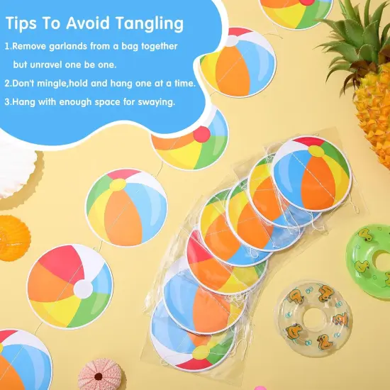 8 Pieces Beach Ball Garland Summer Pool Party Hanging Banner Decorations(Beach Ball) {3}