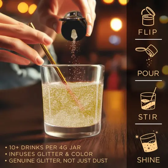 Brew Glitter - Gold Edible Drink Glitter (4g, x1 Flip-Cap Jar) for Beer, Cocktails and Beverages {4}