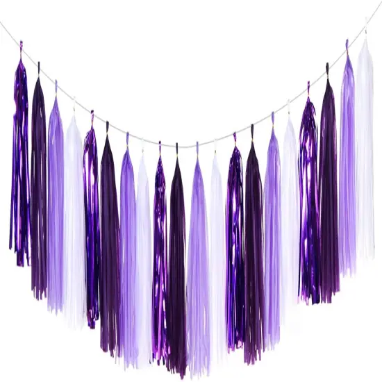 Purple White Lavender Party-Decorations Tassel-Garland - 20pcs Women Girl Birthday Supplies Tassels, Baby Bridal Shower Wedding Engagement Bachelorette Graduation Decor {1}