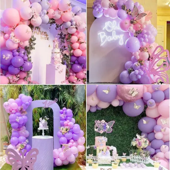 Pink and Purple Party Balloons, 50Pcs 12 Inch Purple Pink Balloons, Metallic Pink Purple Latex Balloons Birthday Party Balloons for Girls Birthday Baby Shower Wedding Party Decorations {3}