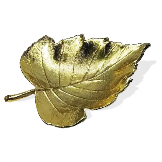 Ornate Metal Leaf Style Tray Gold {1}