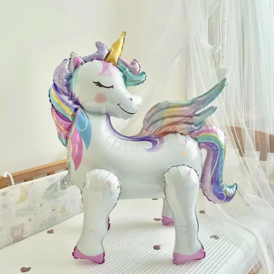 Self-Standing Unicorn Balloons for Birthday Decorations Rainbow Unicorn Party Supplies Unicorn Foil Balloon - 28 Inch, Pack of 2 {3}