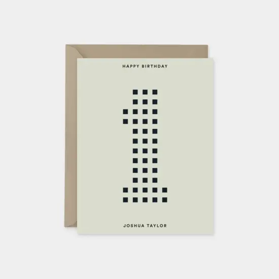 Age 1 Stencil Number Birthday Card {3}