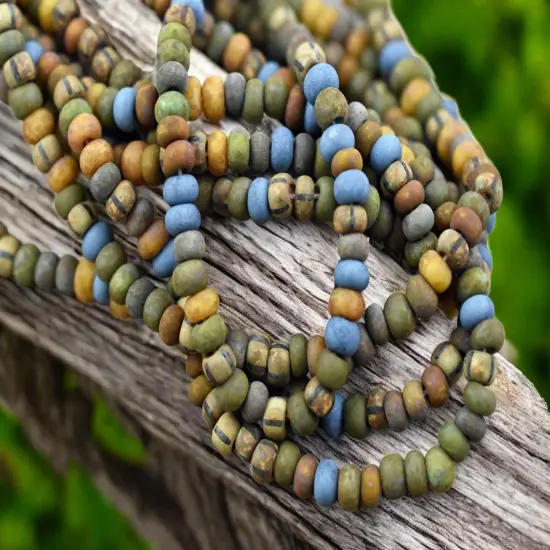 5/0 Matte Andromeda Striped Picasso Mix Seed Beads (20" Strand) {3}