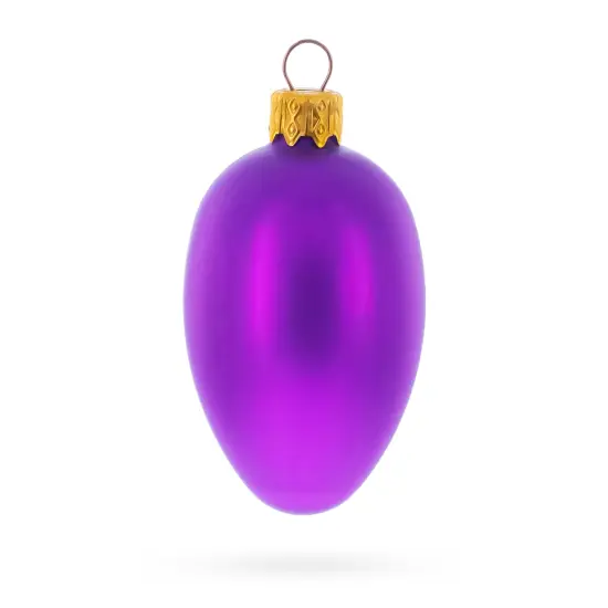 Set of 6 Purple Mini Glass Egg Ornaments 2.9 Inches {3}