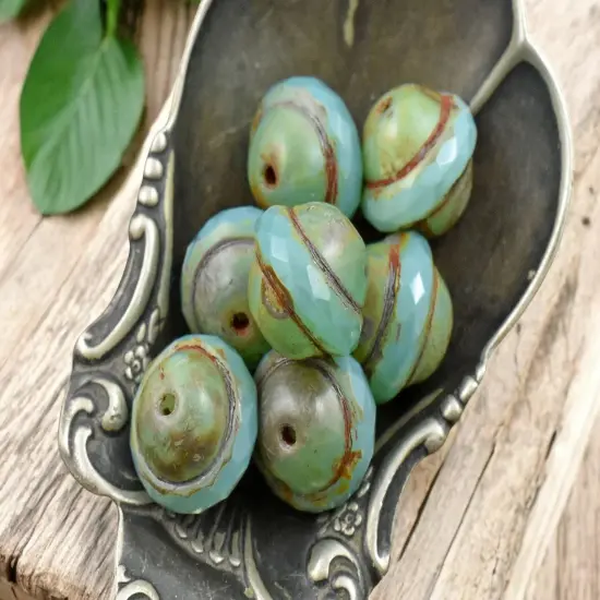 Aqua Opal Picasso Saturn Beads -- Choose Your Size {2}
