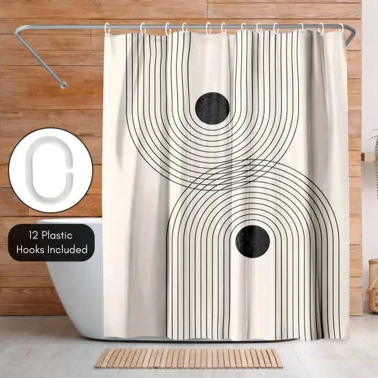 Americanflat 71" x 74" Shower Curtain, Black Geometrical Line Art 2 by Tetyana Karankovska {5}