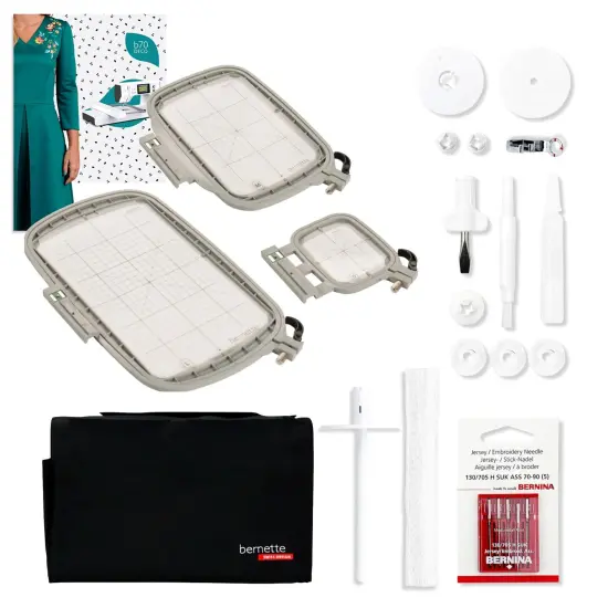 Bernette B70 10" x 6" Embroidery Machine Bundle with 3 Embroidery Hoops {3}