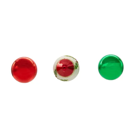 Kurt Adler 35MM Glass Green and Red Ball and Finial 12-Piece Ornament Set {5}