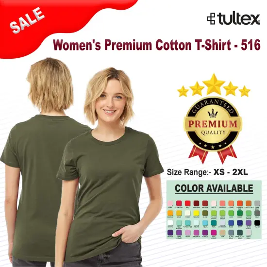 Tultex&reg; Women's Premium Cotton Crew Neck Short Sleeve T-Shirt White {2}