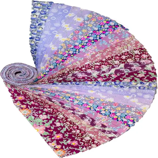 40 Pre-Cut Jelly Roll Cotton Fabric Strips - 10 Assorted Floral Prints (2.5 x 44 Inch) {2}