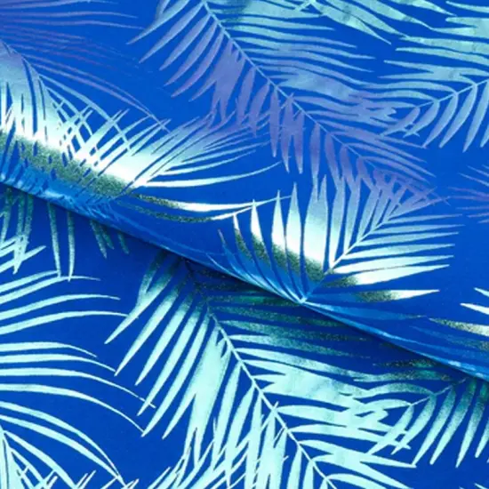 Electric Palm Foil Printed Spandex Fabric Purple {4}