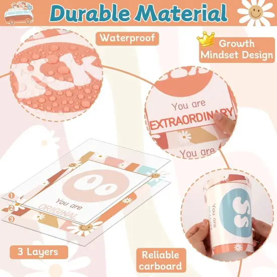 Retro Groovy Boho Daisy Floral Alphabet Posters {3}