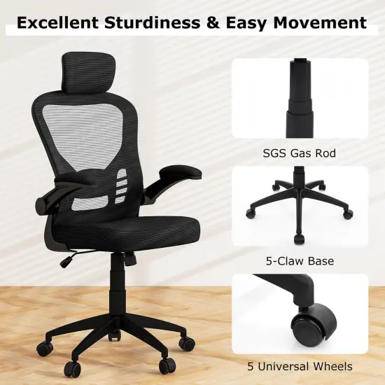 Costway Ergonomic Mesh Office Chair Executive Chair with Adjustable Height Black {5}