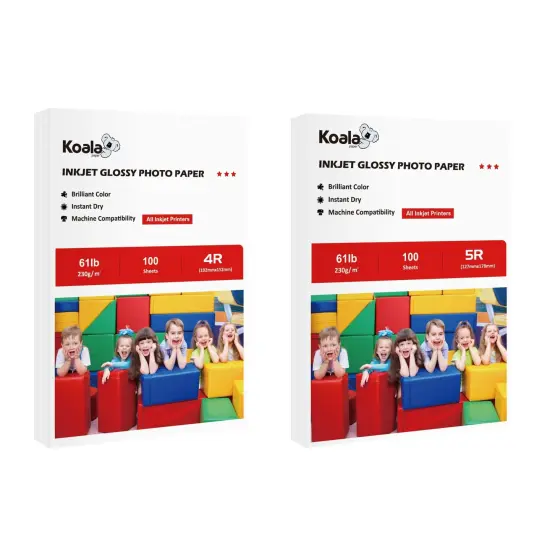 Koala Premium Glossy Photo Paper 500 Sheets - 4x6 & 5x7 61lb 230gsm for Inkjet {2}