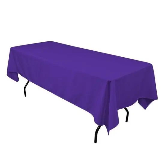 1 Yard Purple Rectangle Tablecloth Washable Polyester for 6 Foot Table 60 Inch Width {1}