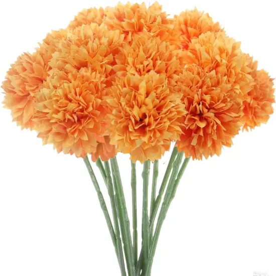 12 Pcs Artificial Chrysanthemum Flowers Orange {1}