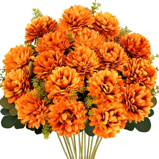 Fall Flowers Artificial 4 Pcs 36 Heads Fake Mums {1}