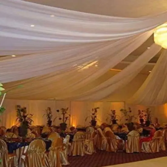 1 Yard Extra Wide Sheer Voile Fabric for Events & Soft Furnishings 118-120" Width Ivory {5}