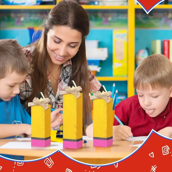 3 Pcs Back to School Table Decor Wooden Pencil Block Signs {5}