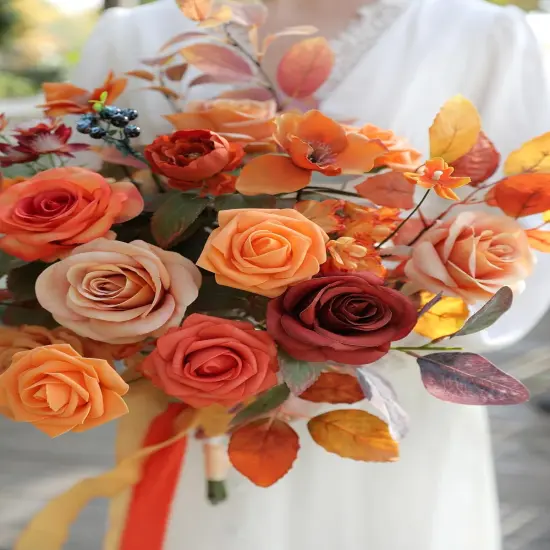 Orange Artificial Silk Flowers {2}