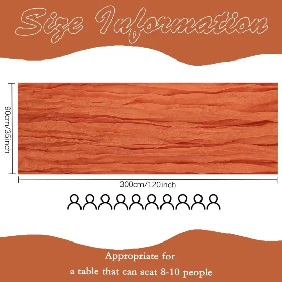 6 Pack Orange Cheesecloth Table Runner 10FT Boho Gauze Fabric Table Runner 35 x 120 Inch {4}