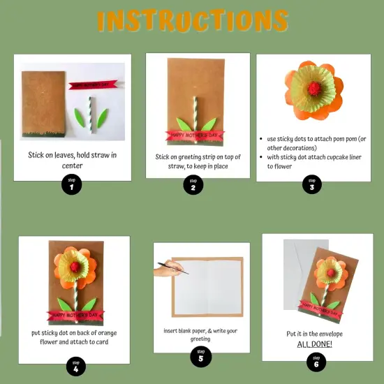 4E's Novelty DIY Mothers Day Craft Kit for Kids 12 Pack, Flower Card Making Kit Spring Bulk Handmade Happy Mother's Day Greeting Card Gifts for Kids Classroom Home Activities {6}