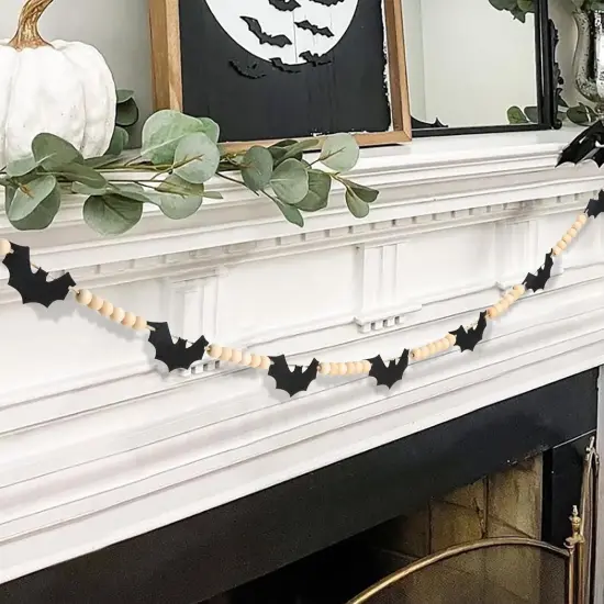 Halloween Decorations-Black Felt Bats Wood {1}