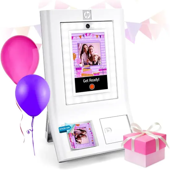 HP Sprocket Photobooth 3" x 4" Color Photo Printer with Touch Screen, LED Ring Light, Wi-Fi & More! Pink {7}