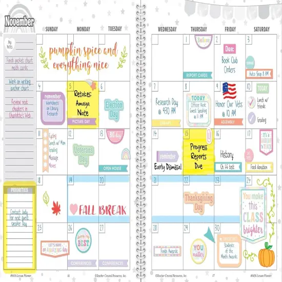 Pastel Pop Teacher Lesson Planner - 8.5 inches X 11 inches {3}