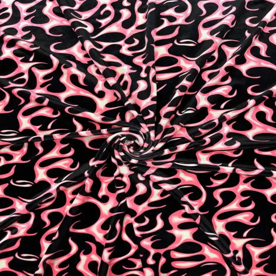 1 Yard Pink Flame Stretch Velvet Fabric for Leggings Costumes Dancewear Streetwear Projects {1}