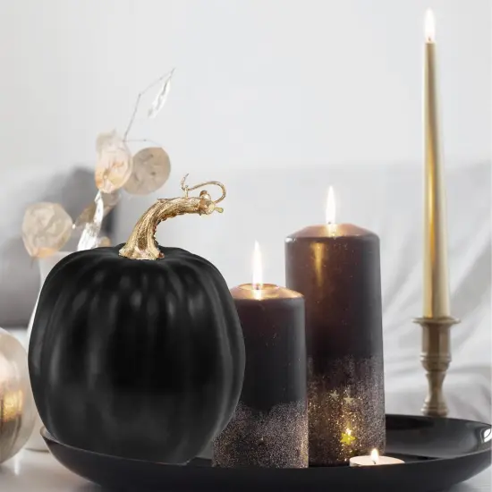 4 Pcs Black Artificial Pumpkins {3}