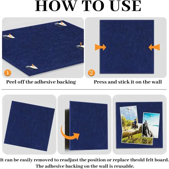 12-Pack Felt Cork Bulletin Board Set, Large Size 47''&times;35'', for HomeDeep Blue） {4}