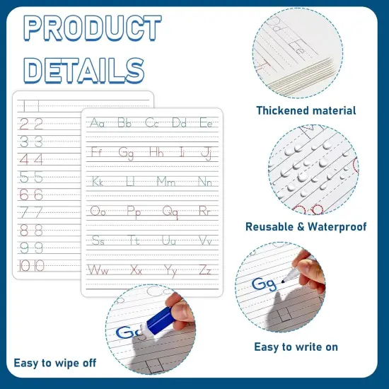 24pcs Dry Erase Board Practice for Kids Letter Alphabet - White {3}