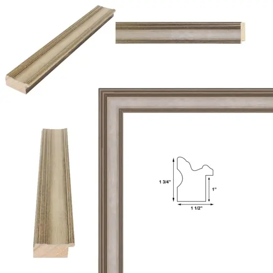 Vintage Antique Silver Flat Panel Picture Frame 12x36 frame {3}