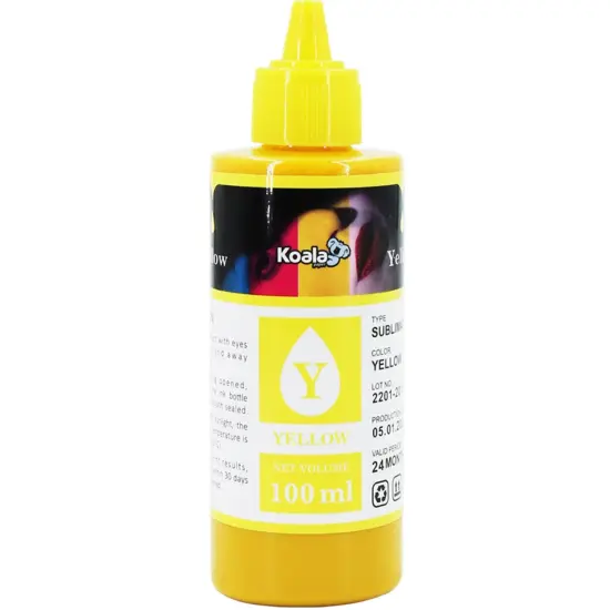 Koala Sublimation Ink Refill Bottle 100ML Yellow for Epson Printers {1}