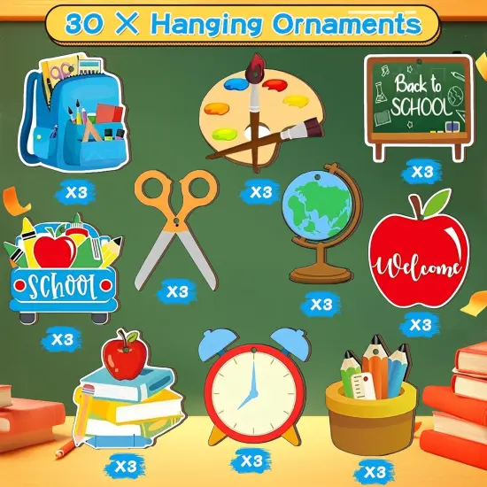 30 Pcs Back to School Wooden Ornaments {2}