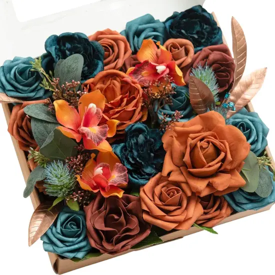 Artificial Flowers Wedding Rustic Teal Fall {1}