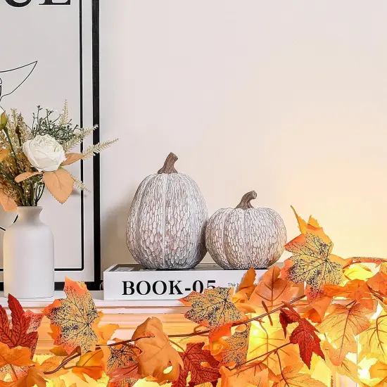 Brown and White Decorative Pumpkins Figurine {2}