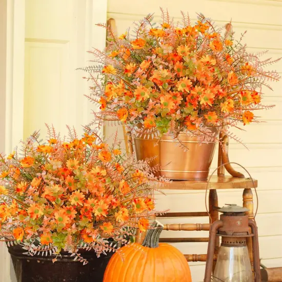 24 Pcs Artificial Fall Flowers - Light Orange {2}