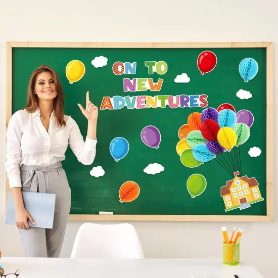 86 Pcs 3D Hot Air Balloon Honeycomb Bulletin Board Set {5}