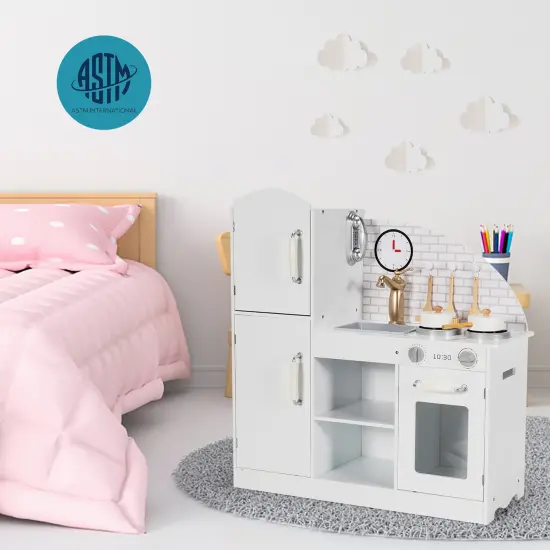 Costway Kids Kitchen Playset Pretend Play Cooking Set w/Vivid Faucet & Telephone {2}